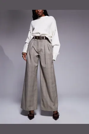 River Island Checked wide leg trouser in light