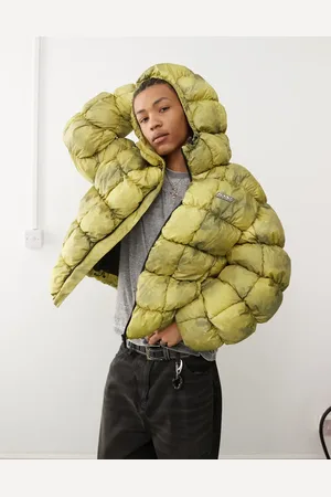 Karl Kani Quilted tie dye puffer jacket in lime