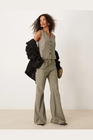 MANGO Relaxed fit straight leg trouser co-ord in beige