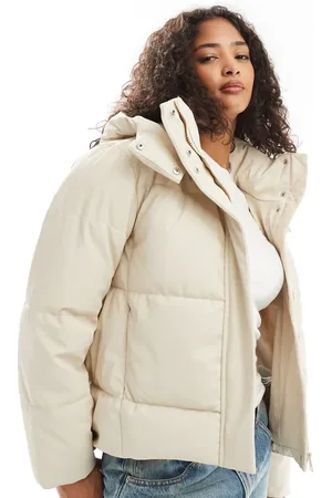 VERO MODA Short coated padded jacket in oatmeal