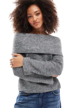 VERO MODA Slouchy off shoulder jumper in medium melange