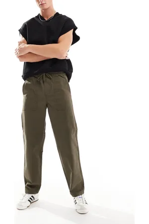 Only & Sons Elasticated waist loose trouser in khaki