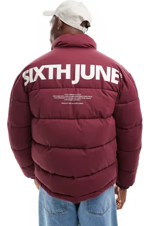 Sixth June Logo detail puffer in burgundy