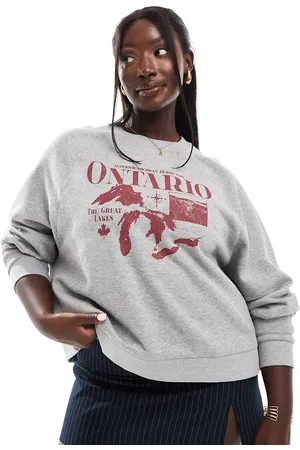 ASOS ASOS DESIGN Curve raglan oversized sweat with ontario graphic in marl