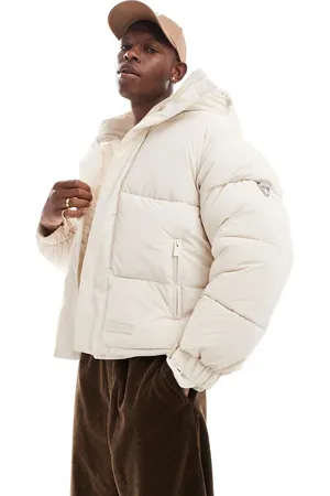Sixth June Irridscent logo detail puffer jacket in beige