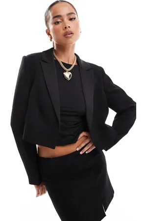Miss Selfridge Satin crop tux blazer in