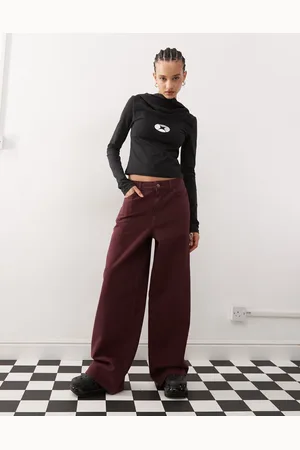 COLLUSION Antifit jean in burgundy