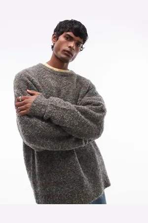 Topman Boucle jumper in and brown marl