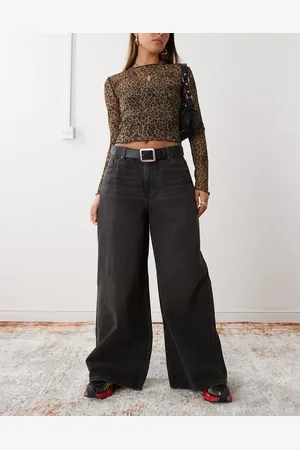 Monki Giga ultra wide low rise jeans in washed