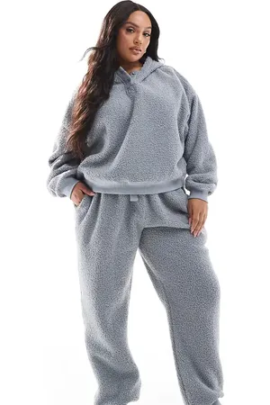 ASOS ASOS DESIGN Curve lounge borg oversized hoodie & jogger set in