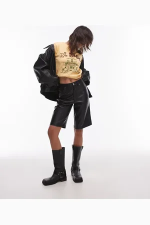 Topshop Faux leather awkward length short in