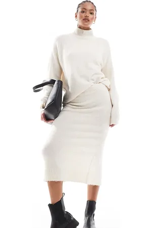 VERO MODA Knitted midi skirt co-ord in mono melange