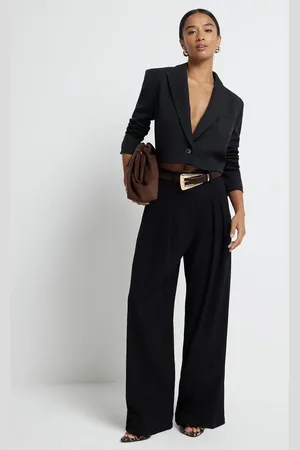 River Island Pleated wide leg trouser in