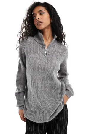 VERO MODA Longline zip front jumper in medium melange