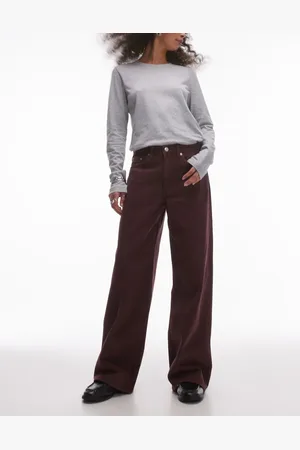 ARKET Cloud low rise baggy wide leg jeans in washed burgundy