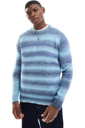 Only & Sons Crew neck brushed jumper in blue stripe