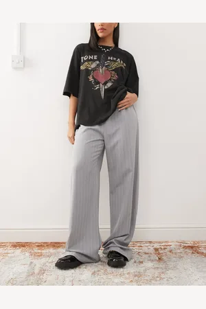 Reclaimed Wide leg trouser in pinstripe