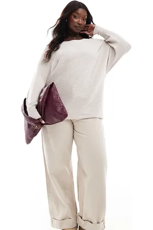 ONLY Cuffed sleeves knitted jumper in beige