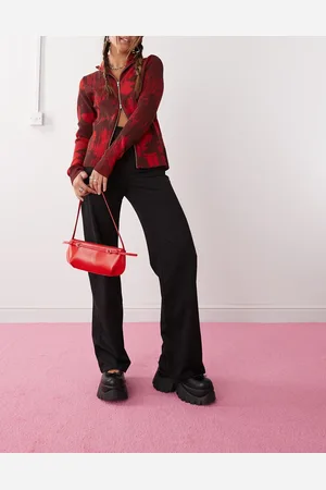 Monki Stretch straight leg trousers with pull-on waist in