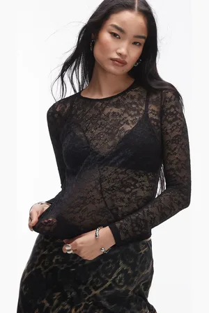 AllSaints Edana lace long sleeve t-shirt in