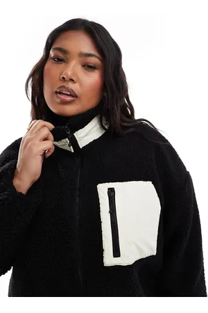 ONLY Oversized funnel neck teddy fleece jacket in