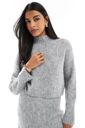 VERO MODA Aware chunky roll neck jumper co-ord in light melange