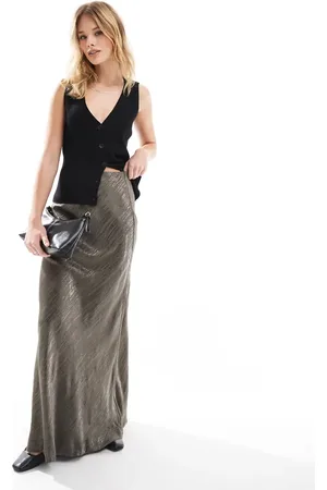 Object Jacquard maxi skirt in taupe