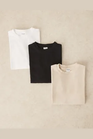 SELECTED 3 pack oversized t-shirts in black white cream