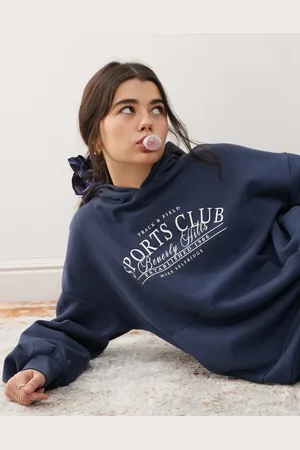 Miss Selfridge Oversized sports club graphic print hoodie in