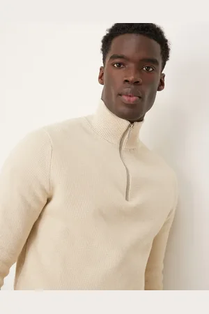SELECTED Knitted half zip jumper in cream