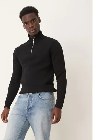 SELECTED Knitted half zip jumper in
