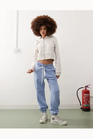 Monki Cuffed joggers in washed blue