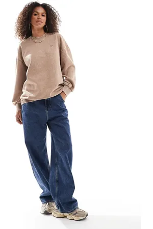 Miss Selfridge Oversized acid wash sweatshirt in ginger snap