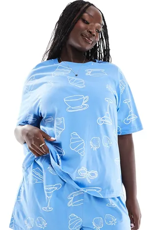 ASOS ASOS DESIGN Curve brunch oversized tee & short pyjama set in