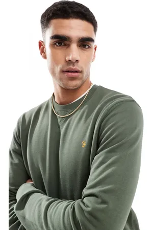 Farah Tim crewneck sweatshirt in khaki