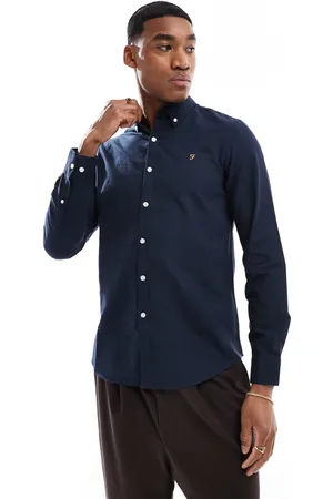 Farah Brewer slim fit long sleeve oxford shirt in