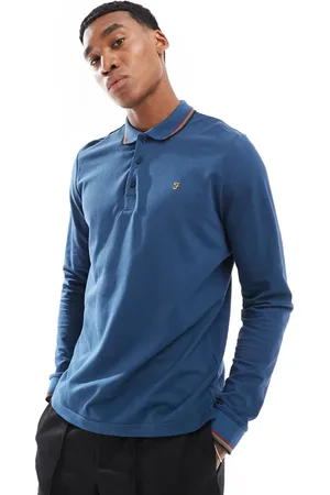 Farah Alvin long sleeve tipped polo in