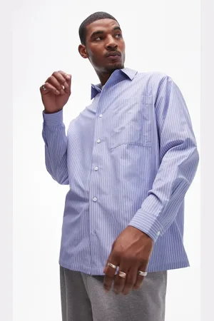 Topman Long sleeve oversized formal stripe shirt in light