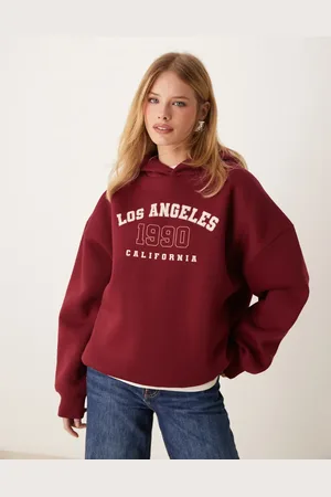 Miss Selfridge Los Angeles hoodie in burgundy
