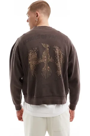 Pull&Bear Graphic printed sweatshirt in washed brown