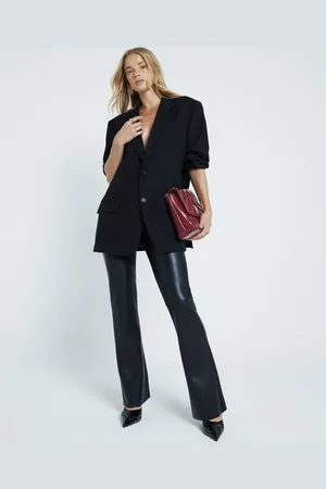 River Island Faux leather pull on flare trouser in