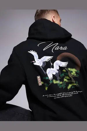 River Island Japanese crane back print hoodie in