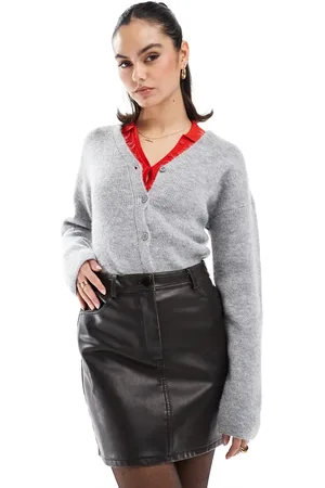 New Look PU mini skirt in washed
