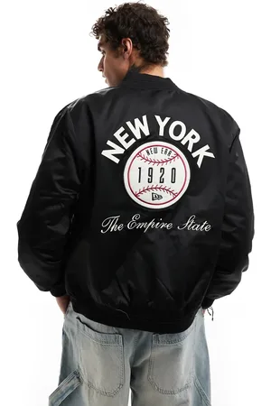 New Era NY baseball back print bomber jacket in