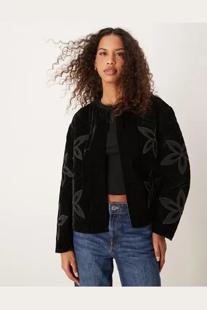 River Island Velvet floral embellished housecoat in