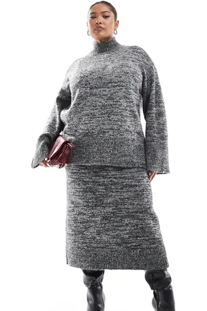 VERO MODA Knitted midi skirt co-ord in mono melange