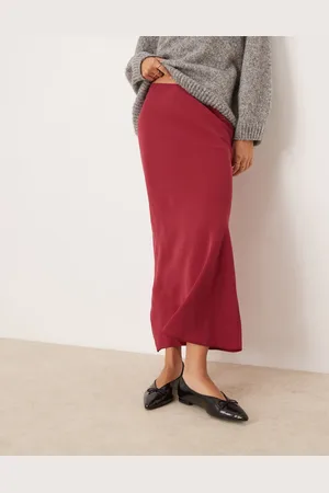 ASOS Soft touch bias midi skirt in red