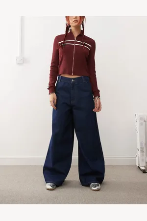 COLLUSION Wide leg seam detail jeans in indigo