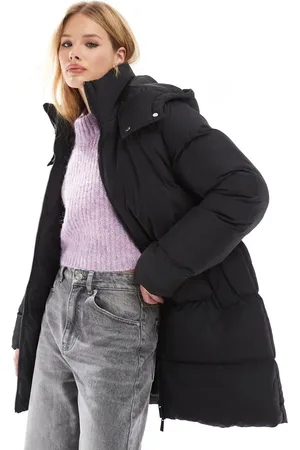 Threadbare Threaded mid length puffer coat in