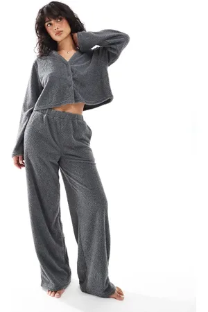 Loungeable Soft fuzzy straight leg pants in grey